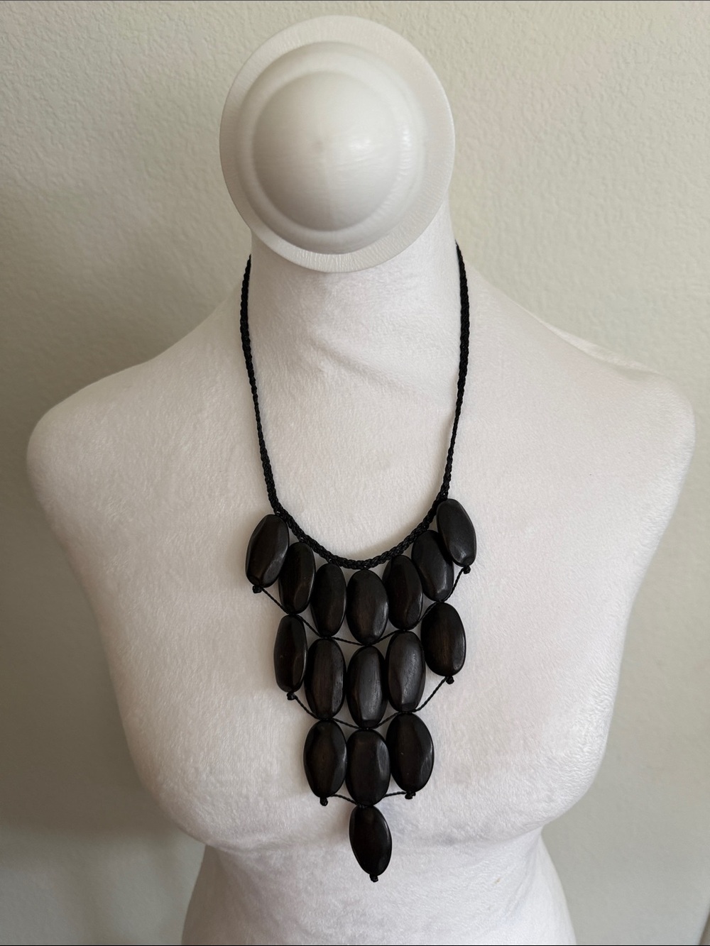 Black Beaded Cascading Statement Necklace